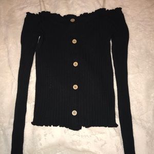 Rue 21 off the shoulder black long sleeve shirt